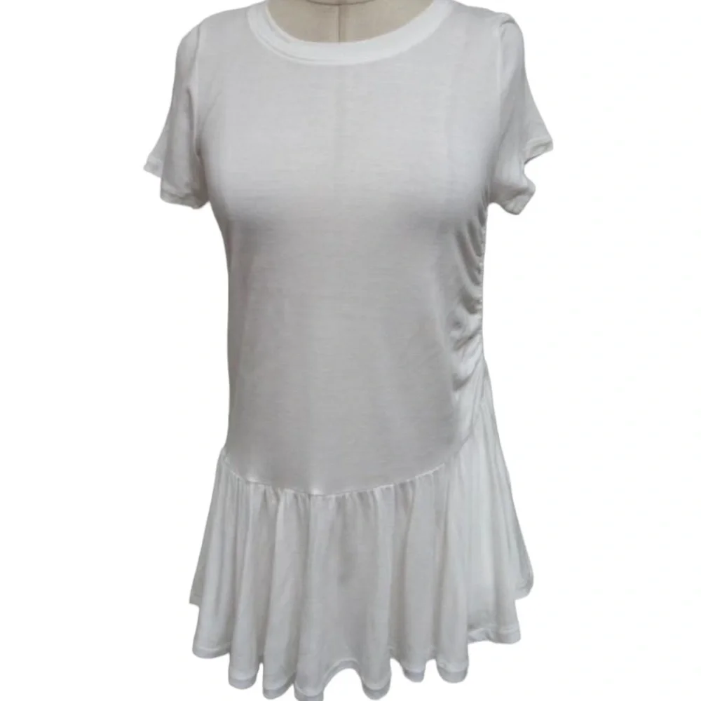 J Crew Side Ruched Peplum Top White T Shirt Dress